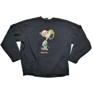 Teddy Fresh Sweatshirt Mens 3XL Black Snoopy Peanuts Colorful Graphic Pullover